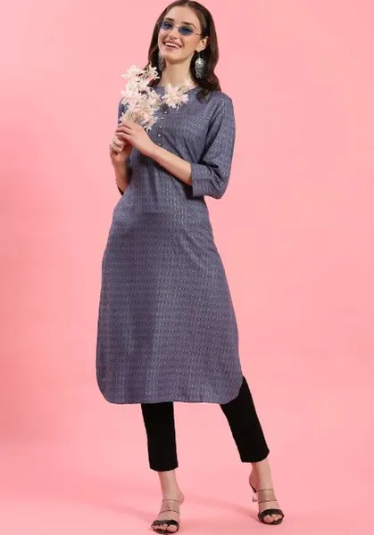 Blue Mandarin Collar Kurta